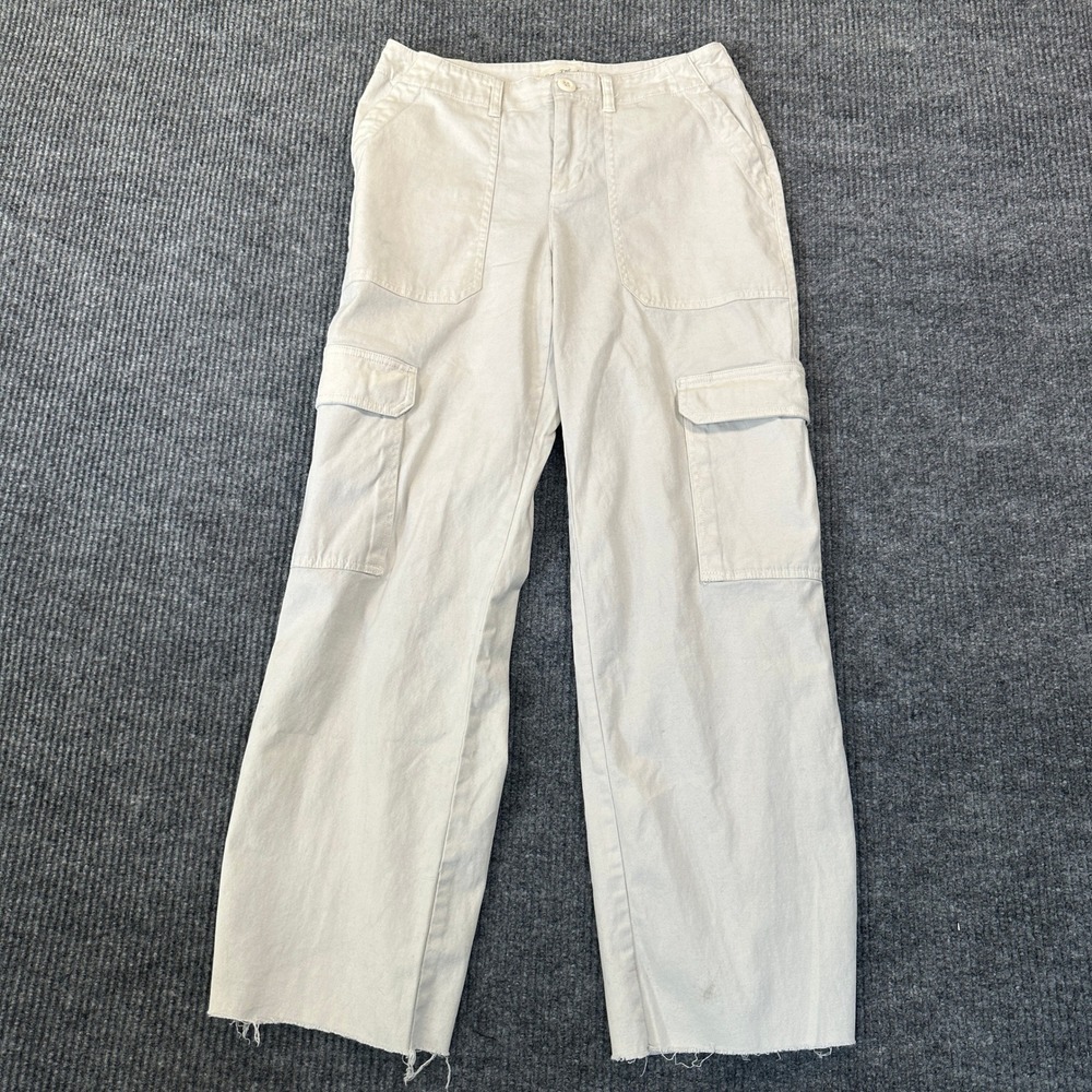 Universal‎ Thread Cargo Pants 6 Cream Raw Hem Cotton Twill